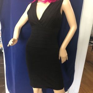 BCBG MaxAzria black sleeveless wool mini dress